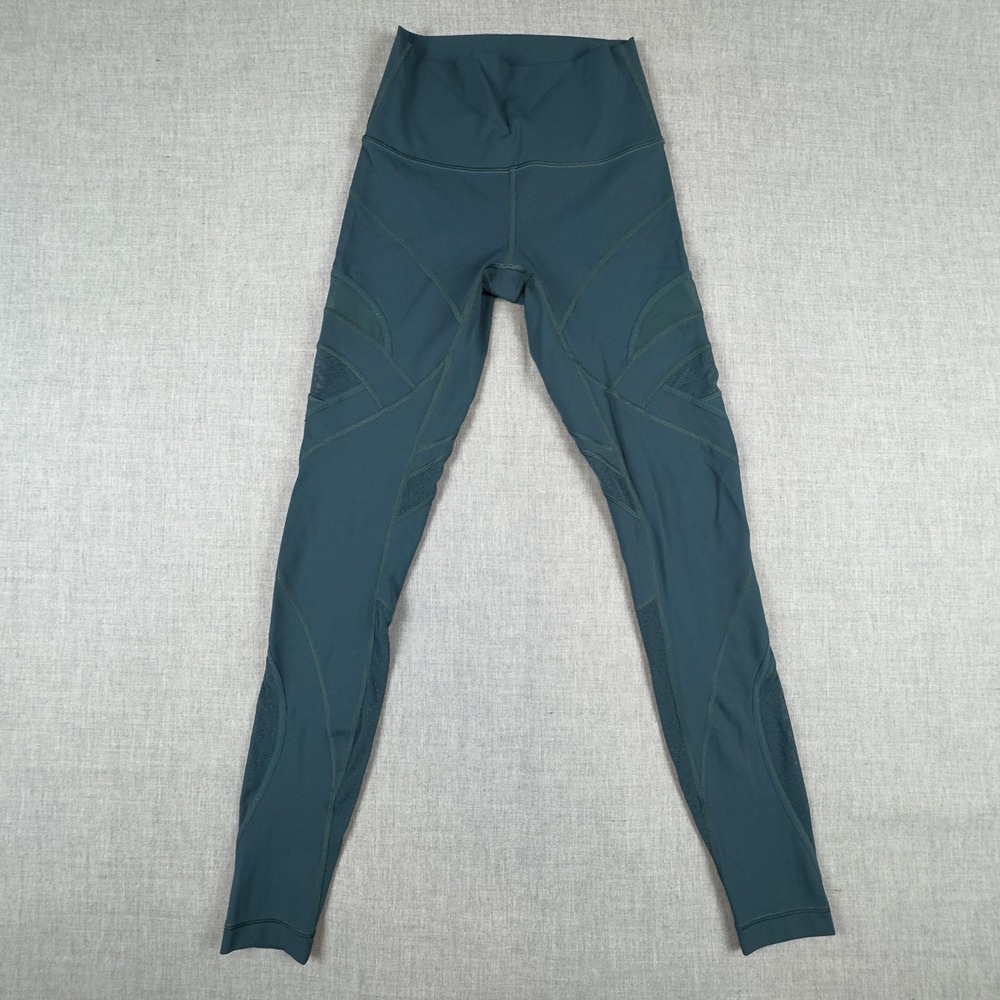 Lululemon Pants Womens 4 Green High Rise Mesh Panel Leggings Yoga Running